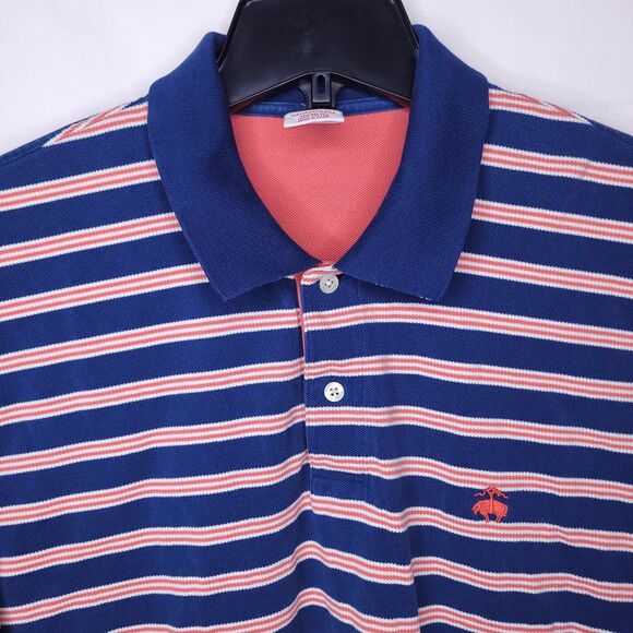 Brooks Brothers Polo Shirt Mens XL Striped Blue, Red Sheep Performance - Picture 1 of 10